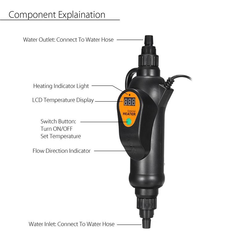Aquarium External Heater Fish Tank Inline Thermostat Water Heater 500W  220-240V | eBay