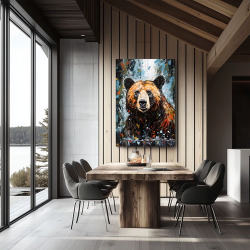 Oso pardo retrato pintura al óleo impresión enmarcado lienzo animales arte vida silvestre - Imagen 7 de 12
