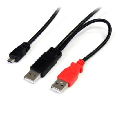 Startech 1 Ft Usb Y Cable For External Hard Drive - Dual Usb A To Micro B - Type