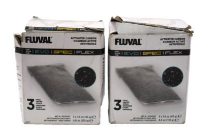 Lot 6 Fluval Activated Carbon Replacements Evo Spec Flex 3/Pack Aquarium Filter