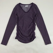 Athleta Dottie Ruched Active Top Womens XS Purple Polka Dot Long Sleeve Stretch