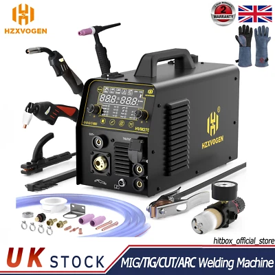 HZXVOGEN 6 IN 1 MIG Welder 220V Gas Gaslee Aluminum MIG HF TIG MMA Plasma Cutting Machine