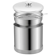 1 or 1.2L Bacon Grease Saver Container with Fine Mesh Strainer and Non-Slip