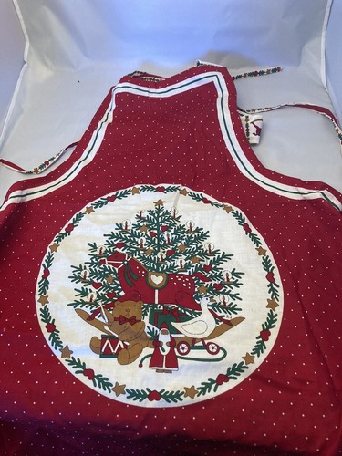 Delantal de Navidad Vintage Rojo Country Granny Chic Arte Mecedor Caballo - Imagen 7 de 7