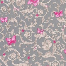Barocco Fuchsia Silver Gray Pink Butterfly Ve...