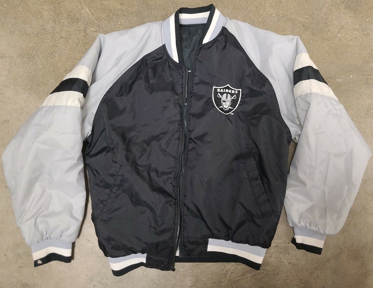 Vintage 90s Jerzees Los Angeles Raiders Reversible Nylon Jacket M
