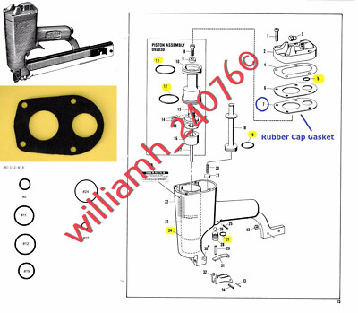 Paslode Finish Nailer Stapler MU-112-N18 O-ring Kit + Rubber Cap Gasket #7