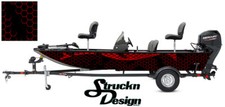 Boat Wrap Modern Abstract Red Hexagon Fishing Bass Graphic Kit Vinyl Decal Fish