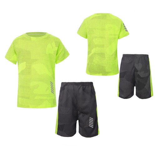 Kids Boys Shorts Exercise Activewear Team Tracksuit Pullover T-Shirt Summer Gym - Picture 15 of 54