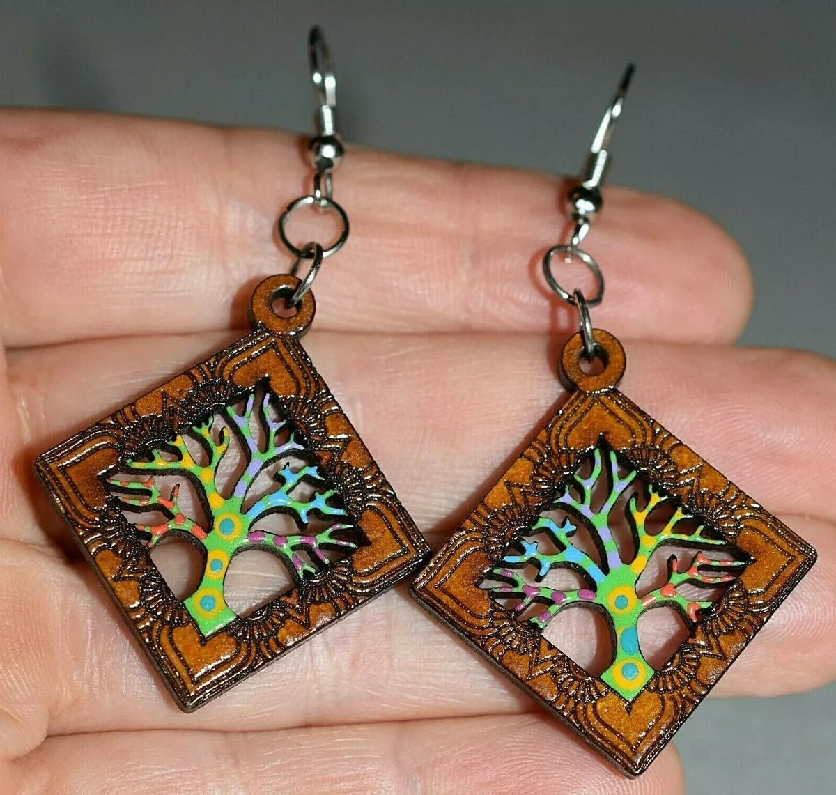 Earrings made shop of wood