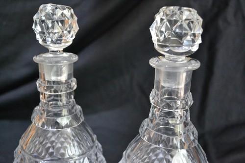 paire de carafe cristal pointes diamants style charles X - Photo 4/8