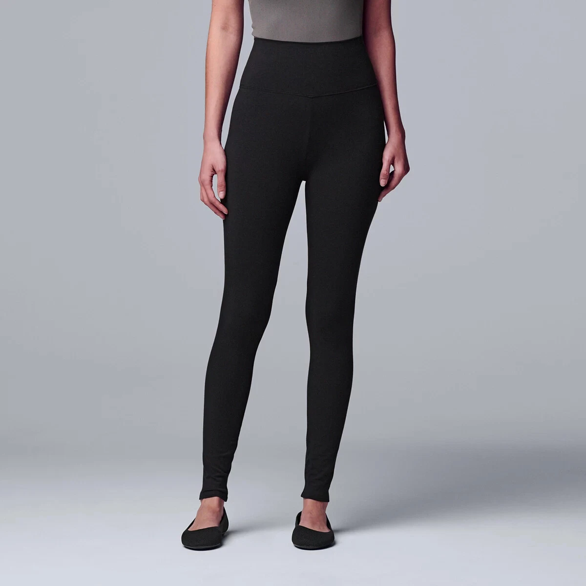 Simply Vera Vera Wang Women' Black Live-In Shaping High Rise Leggings -  S/M/L/XL