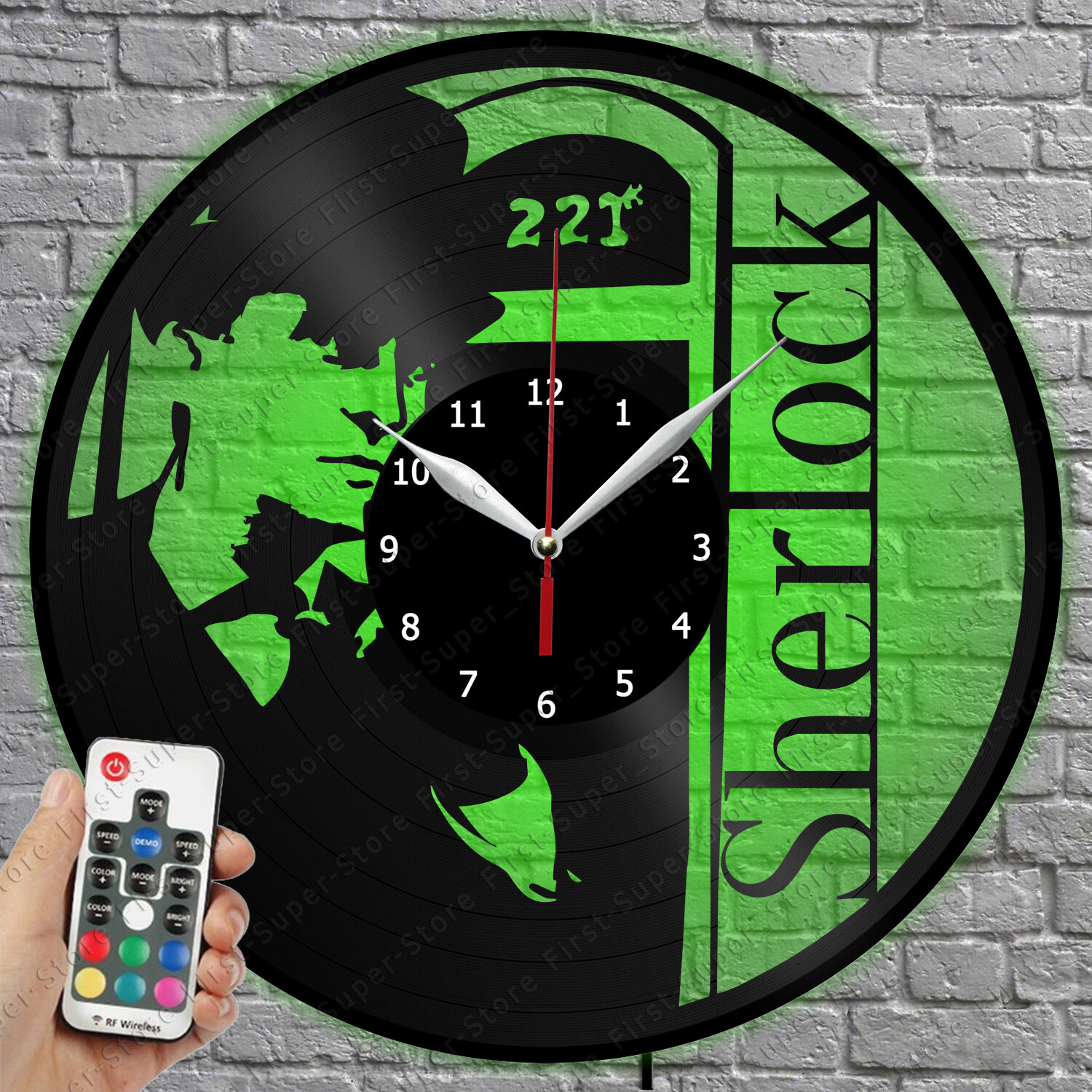 Sherlock Holmes Vinyl Record LED Wall Clock with Light 1561