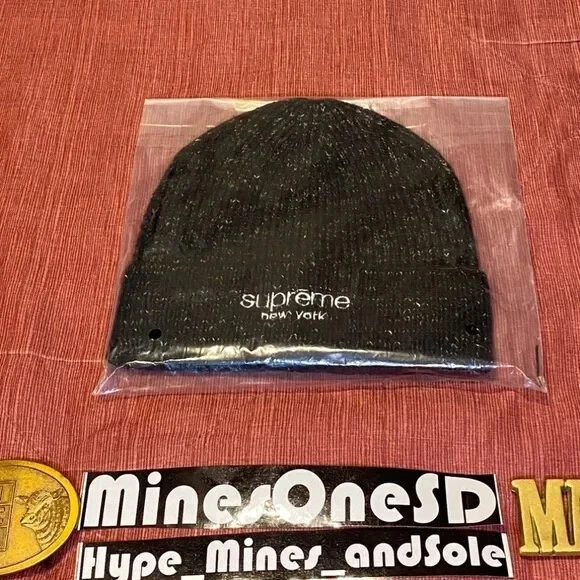 Bonnet moucheté arc en ciel Supreme neuf avec étiquette   Noir