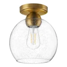 Home Decorators Jill 9.5 in. Gold Flush Mount Light w/ Clear Seeded Glass Shade