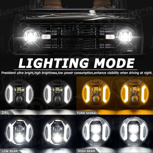 For Harley 7" inch LED Motorcycle Headlight Hi/Lo Beam & Amber Turn Signal Light - Picture 6 of 24