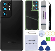 Rear Back Glass Replacement for Samsung Galaxy S21 Ultra 5G with Pre-Installed A