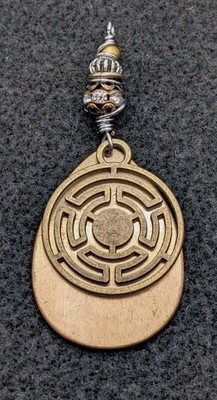 Labyrinth Bronze Metal Pendant Charm Toggle