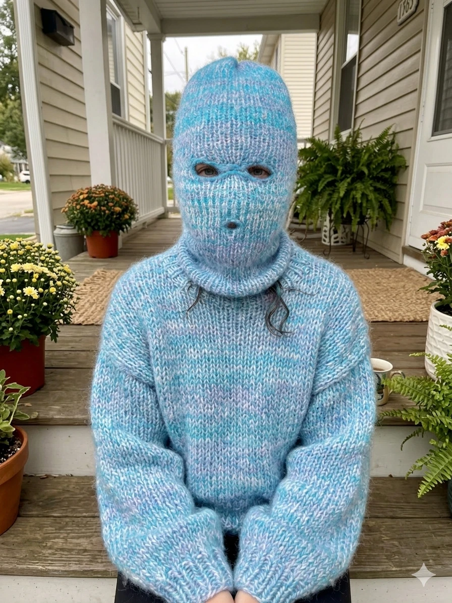 Balaclava Ski Mask Light Blue/Gray/White 3 Hole Winter Hat Mohair/Alpaca Blend
Opens in a new window