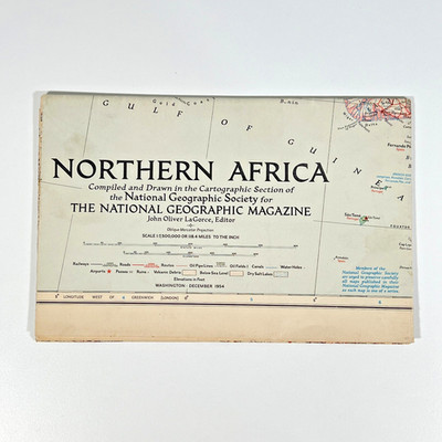 Vintage 1954 National Geographic Northern Africa Map Colonial French Belgian