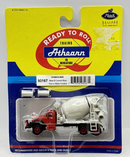 Camión mezclador de cemento HO Athearn RTR 93167 sin decorar Mack B rojo con guardabarros negros | Condition: New