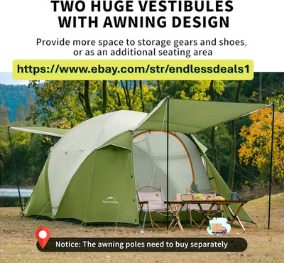 Tent, Naturehike Kota 4 Person Double-Wall Waterproof 4 Person Camping Tent, ...