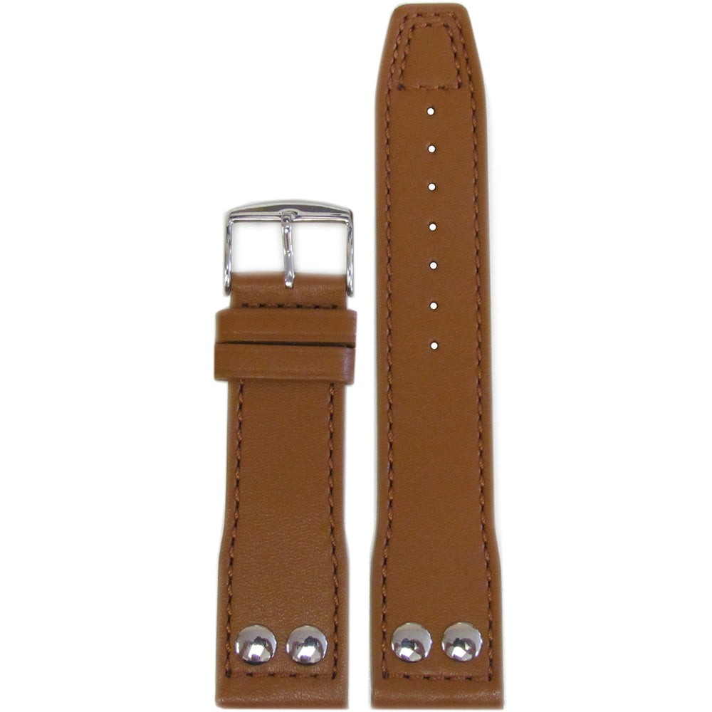 Calf Leather Pilot Style Watch Band | Golden Brown | Match Stitching