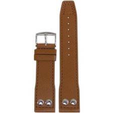 Calf Leather Pilot Style Watch Band  Golden Brown  Match Stitching