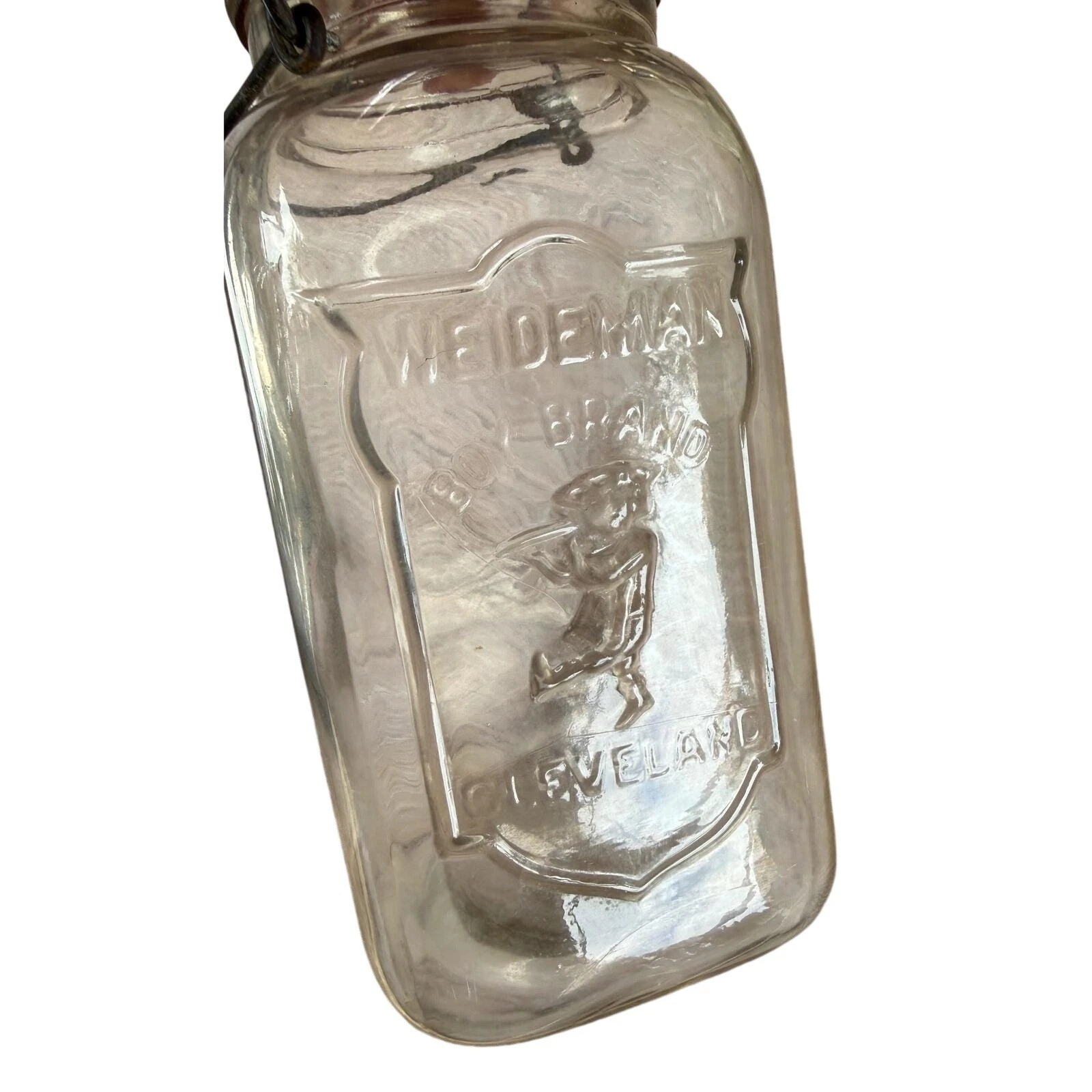 Vintage Weideman Boy Brand Cleveland Ohio Glass Jar with Lid and Wire Bale Quart
Opens in a new wind