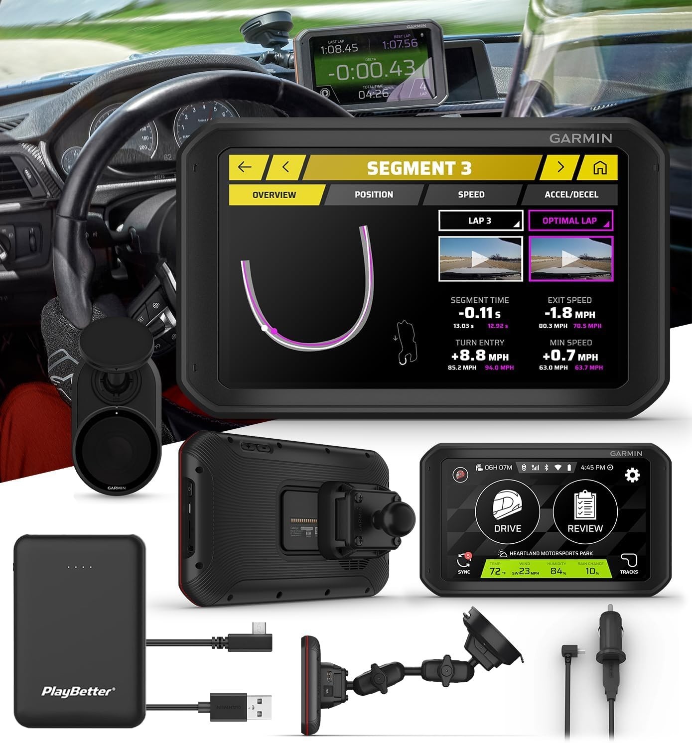 Garmin Catalyst Driving Performance Optimizer - Racing Camera for Car with Real-