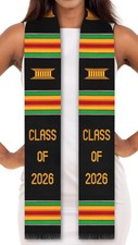 Class of 2026 Authentic Handwoven Kente Cloth Graduation Stole Sash Accessory