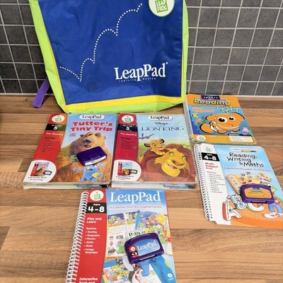 5 xLeapPad LeapFrog Interaktives Buch und Cartridge Konvolut und Tragetasche