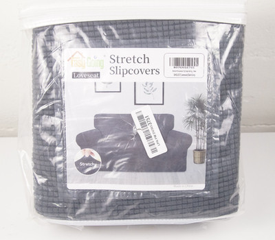 Easy Going Love Seat Stretch Slipcover Dark Gray