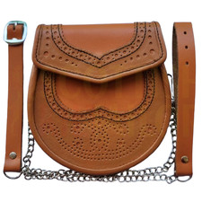 sporran scottish vintage  Tan Leather Full Dress Kilt Sporran Genuine Leather