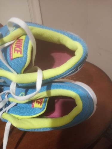 Nike Flex Experience (GS) Blue/Pink/Volt Girl's Running Shoes - Size 6Y - Picture 11 of 14