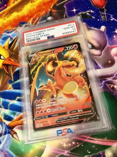 2022 POKEMON SWORD & SHIELD BRILLIANT STARS #017 CHARIZARD V  PSA 10