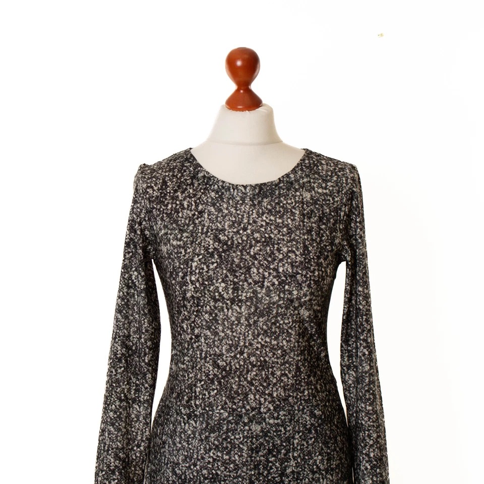 ELEMENTE CLEMENTE 18% Wolle Schwarz Langarm Maxikleid Größe 2  13360 - Bild 2 von 4