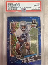 2023 Donruss Brian Branch Optic Preview Blue Scope Prizm RC #328 PSA 10