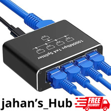 4 Port LAN Splitter 1 auf 4 Gigabit Ethernet Switch Port Netzwerk Kabel Verteil