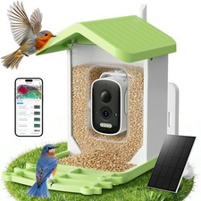 Smart Bird Feeder with Camera - Solar Powered Night Vision, 2K HD Real-Time...
