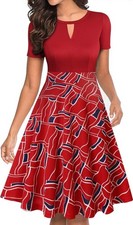 YATHON Women's Office Dresses for Work Floral Flared A-Line Size S Small 