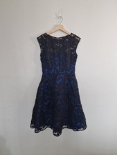 Phase Eight Womens Dress Size 10 Navy Blue & Black Lace Party Occasion Evening