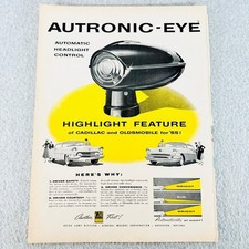 Gm Autronic Eye Headlight Control Cadillac Oldsmobile Print Ad 1954