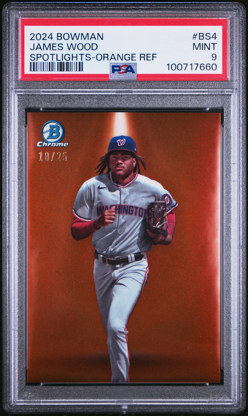 2024 Bowman Spotlights James Wood Spotlights-Orange Refractor 18/25 PSA 9 #BS4