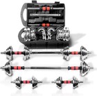 44LB Adjustable Dumbbell Set Home Gym Cast Iron Barbell w/ Carry Case Workout