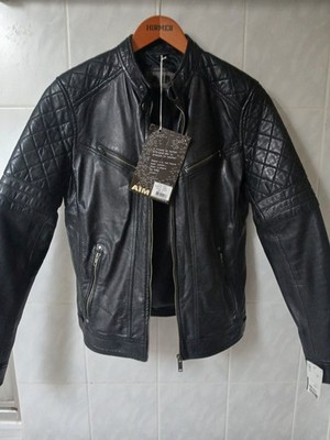 AIM. Lederjacke. Biker. Gr. S / 46. Schwarz. Herren. Neu.