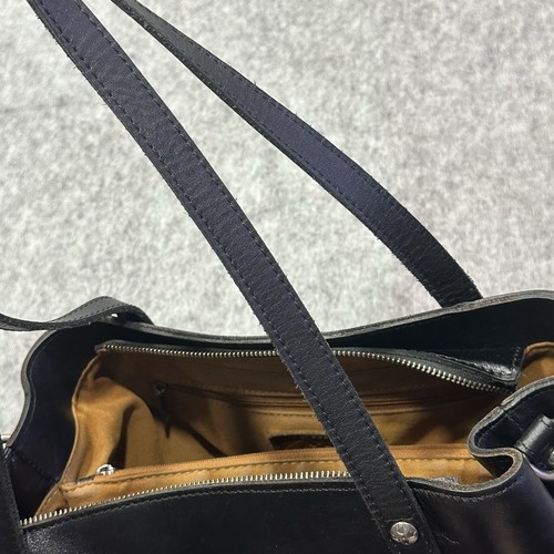 Patricia Nash Smooth Black Leather Tote Shoulder Handbag Purse - Picture 11 of 22