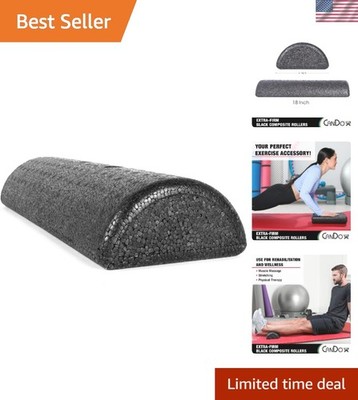 Black 6'' x 18'' Half Round Foam Roller   Firm High Density Muscle Recovery