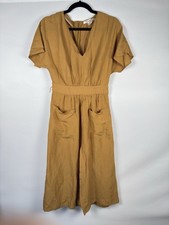 Madewell Dress Size 2 Short Sleeve Pockets V Neck Rear Zipper Closure Yellow