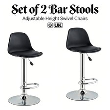 Modern Bar Stools Set of 2 Bar Chairs with Adjustable Height Swivel Seat Gaslift